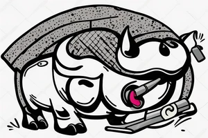 cartoon buff pig with cigar in his mouth looking mean tattoo idea