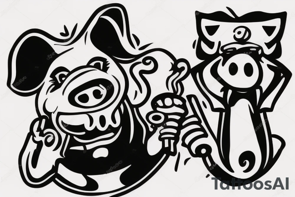 pig with cigar in mouth tattoo idea