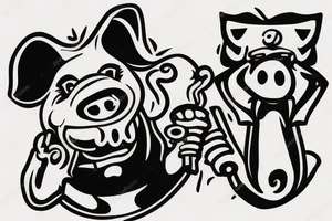pig with cigar in mouth tattoo idea