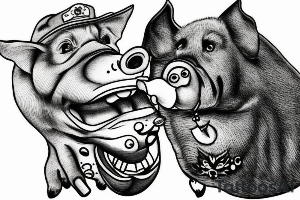 pig with cigar in mouth tattoo idea
