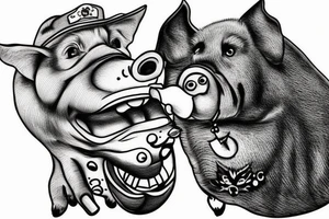 pig with cigar in mouth tattoo idea