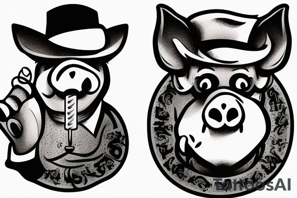 pig with cigar in mouth tattoo idea