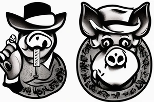 pig with cigar in mouth tattoo idea