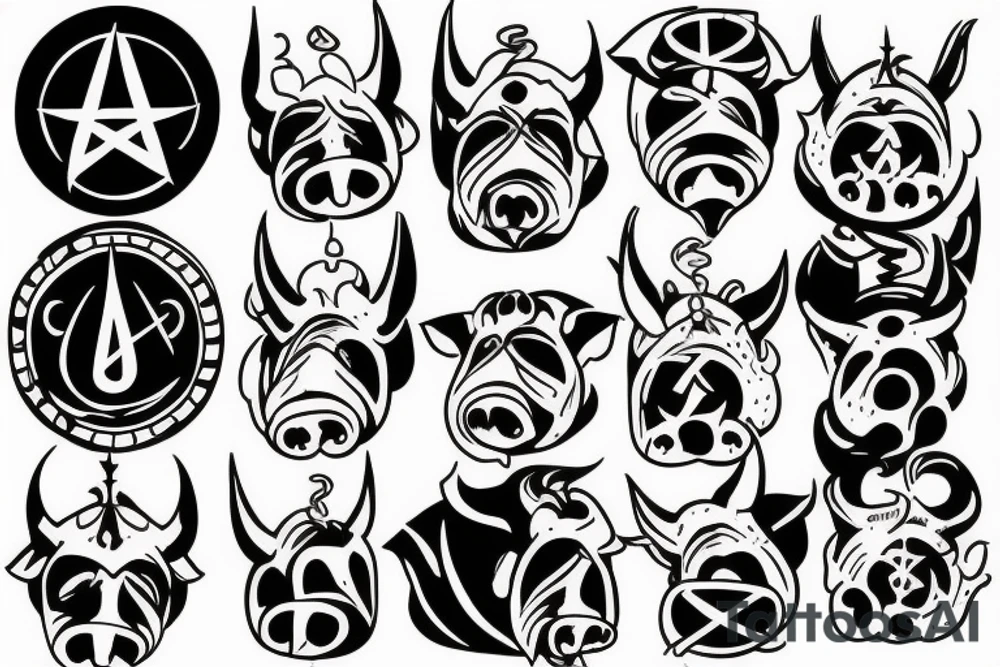 satanic pig tattoo idea