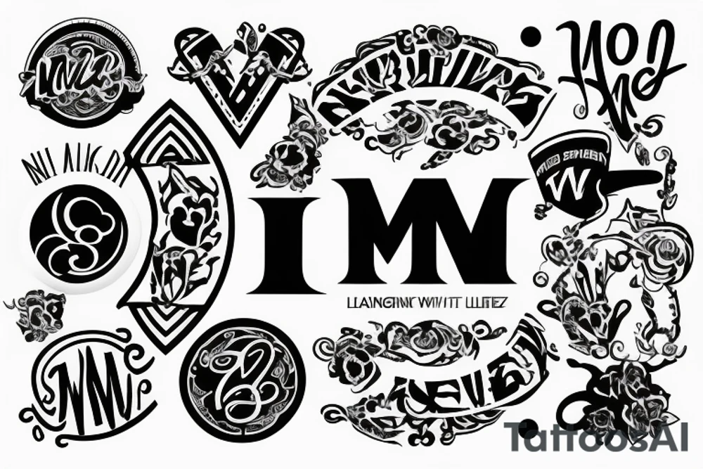 Logo with thin lined letters W M T and surrounded by circle tattoo idea