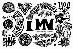 Logo with thin lined letters W M T and surrounded by circle tattoo idea