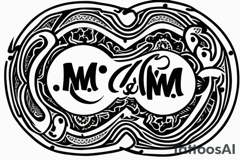 Logo with thin lined letters W M T and surrounded by circle tattoo idea