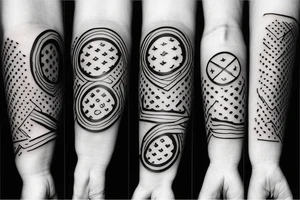 Minimalistic letters W M T in circle tattoo idea