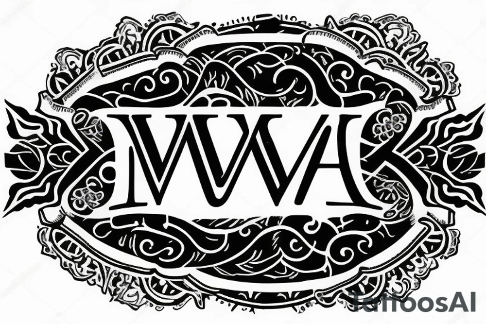 Emblem with letters W, M, T tattoo idea