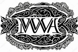 Emblem with letters W, M, T tattoo idea