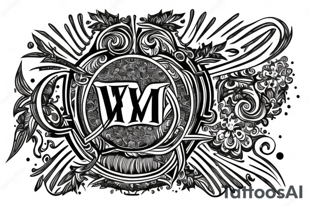Emblem with letters W, M, T tattoo idea