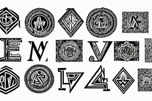 Emblem with letters W, M, T tattoo idea