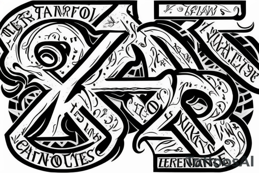 Emblem with letters W, M, T tattoo idea