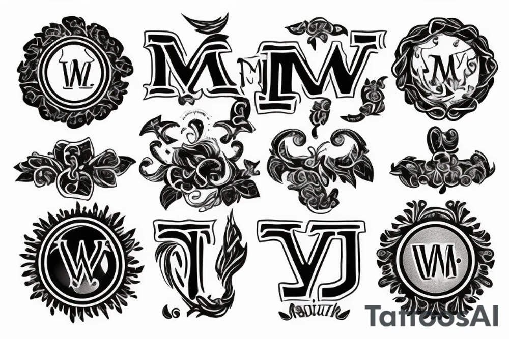 Emblem with letters W, M, T tattoo idea