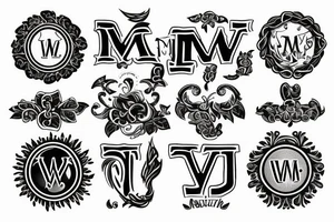 Emblem with letters W, M, T tattoo idea