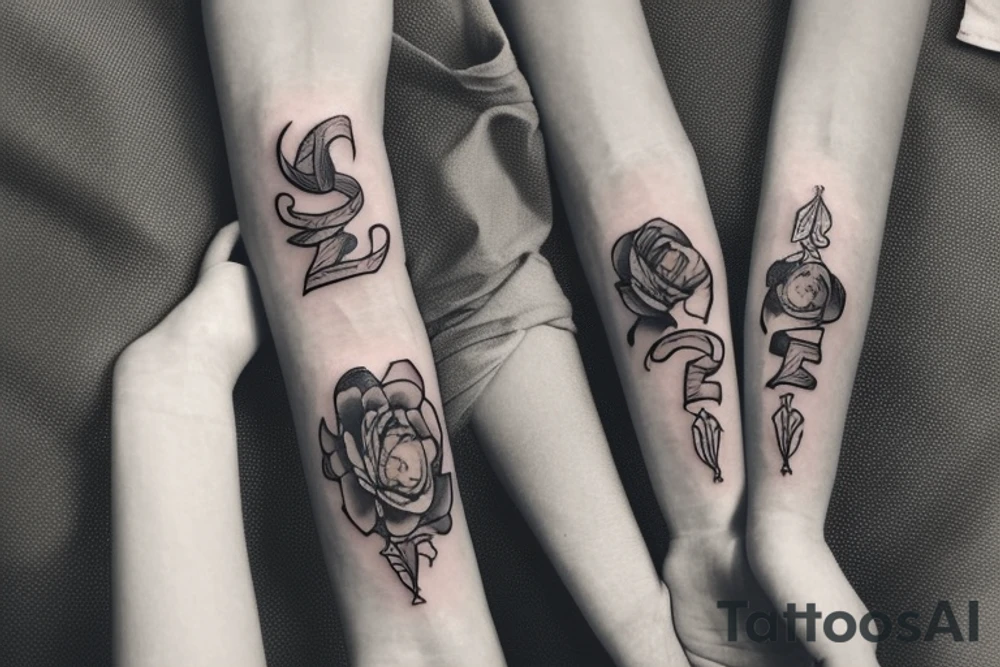 Fine-line tattoo including the letters w, m and t tattoo idea