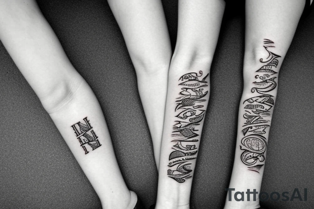 Fine-line tattoo including the letters w, m and t tattoo idea