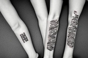Fine-line tattoo including the letters w, m and t tattoo idea