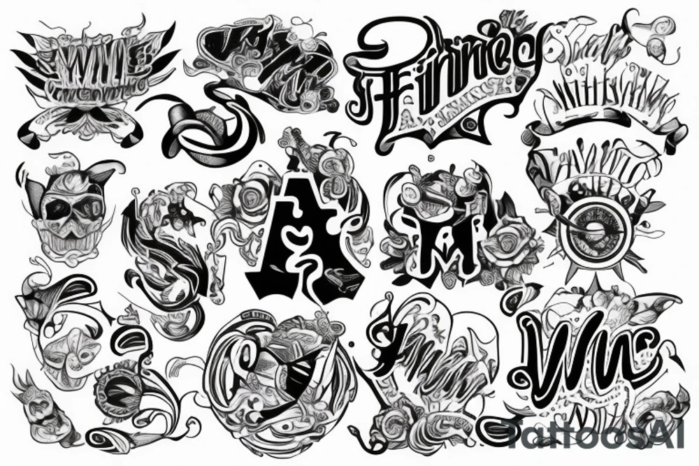 Fine-line tattoo including the letters w, m and t tattoo idea