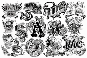 Fine-line tattoo including the letters w, m and t tattoo idea