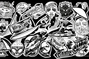 Fine-line surfboard and snowboard tattoo idea