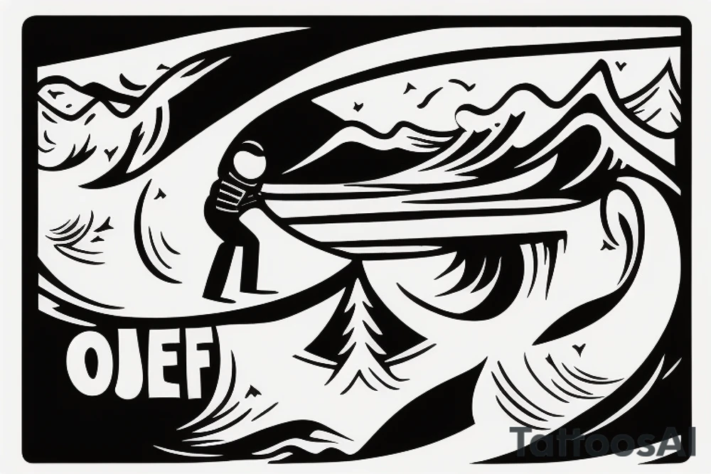 surfboard crossing snowboard in a minimalistic way tattoo idea