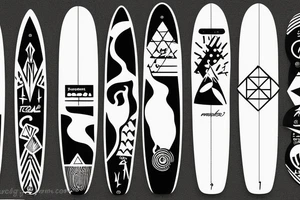 surfboard crossing snowboard in a minimalistic way tattoo idea