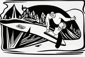 surfboard crossing snowboard in a minimalistic way tattoo idea