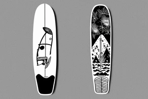 surfboard crossing snowboard in a minimalistic way tattoo idea