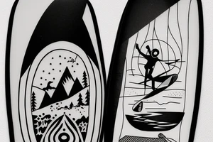 surfboard crossing snowboard in a minimalistic way tattoo idea