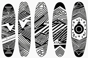 surfboard crossing snowboard in a minimalistic way tattoo idea