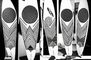 surfboard crossing snowboard in a minimalistic way tattoo idea