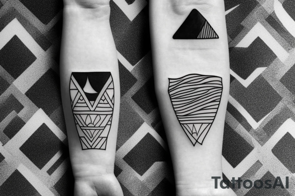 surfboard crossing snowboard in a minimalistic way tattoo idea