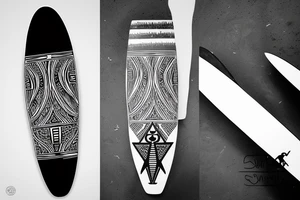 surfboard crossing snowboard in a minimalistic way tattoo idea