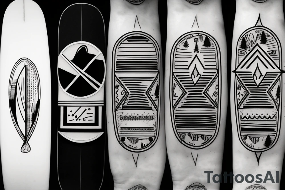 surfboard crossing snowboard in a minimalistic way tattoo idea surfboard crossing snowboard in a minimalistic way tattoo idea
