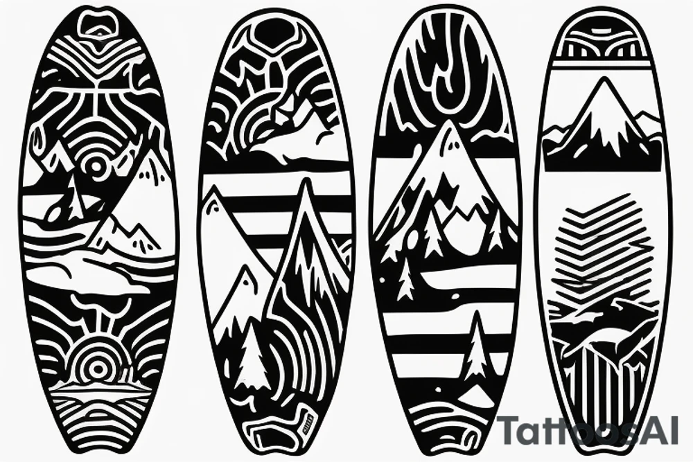 surfboard crossing snowboard in a minimalistic way tattoo idea surfboard crossing snowboard in a minimalistic way tattoo idea