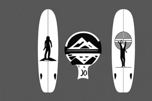 surfboard crossing snowboard in a minimalistic way tattoo idea