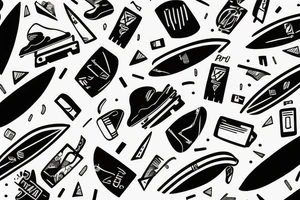 surfboard crossing snowboard in a minimalistic way tattoo idea