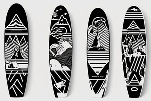 surfboard crossing snowboard in a minimalistic way tattoo idea