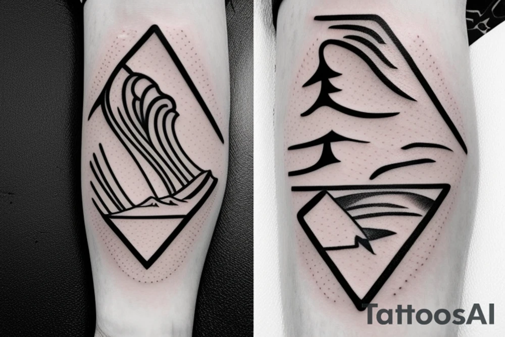 surfboard crossing snowboard as a logo tattoo idea