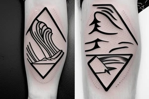 surfboard crossing snowboard as a logo tattoo idea