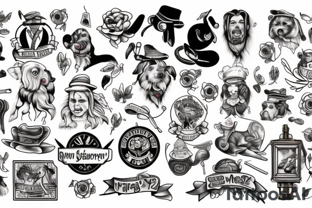 man and dog tattoo idea