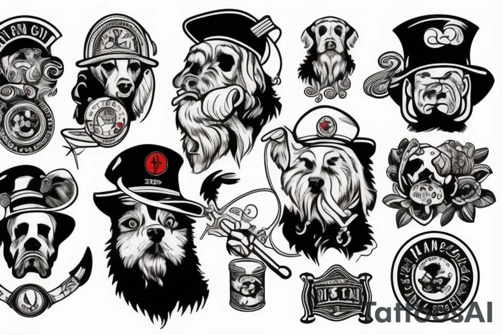 man and dog tattoo idea