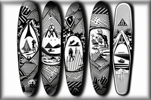 surfboard crossing snowboard as a logo tattoo idea