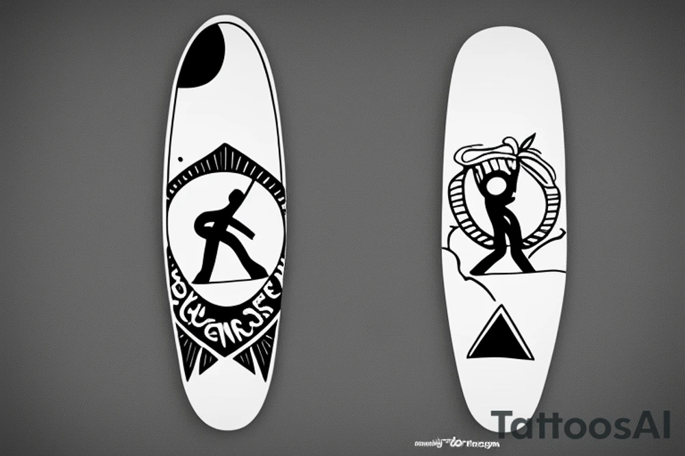 surfboard crossing snowboard as a logo tattoo idea