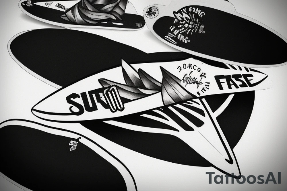 surfboard crossing snowboard as a logo tattoo idea