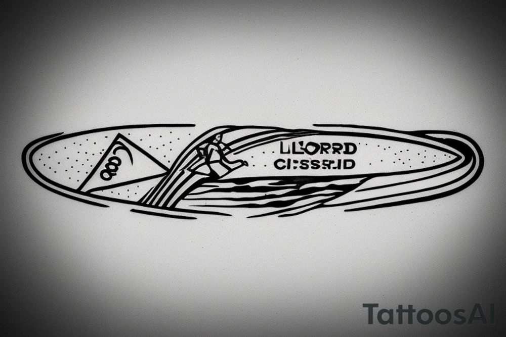surfboard crossing snowboard as a logo tattoo idea