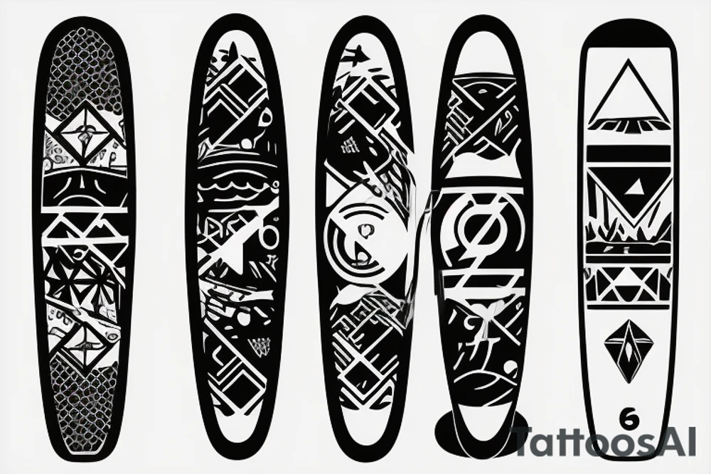 surfboard crossing snowboard as a logo tattoo idea