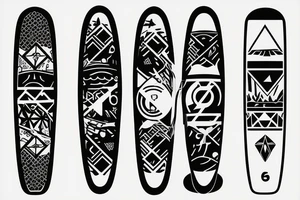 surfboard crossing snowboard as a logo tattoo idea