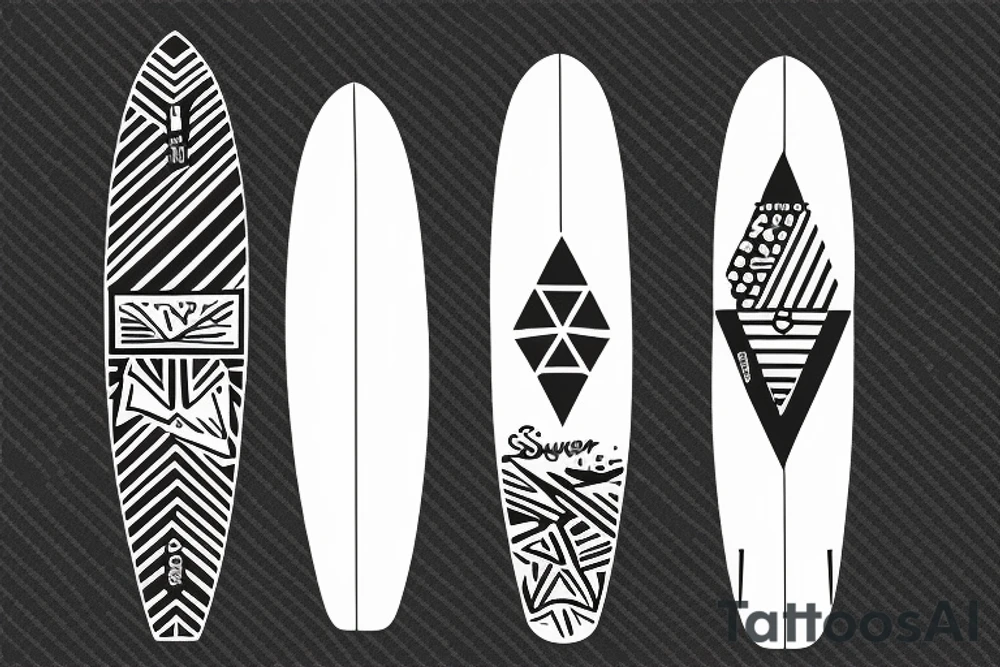 surfboard crossing snowboard as a logo tattoo idea